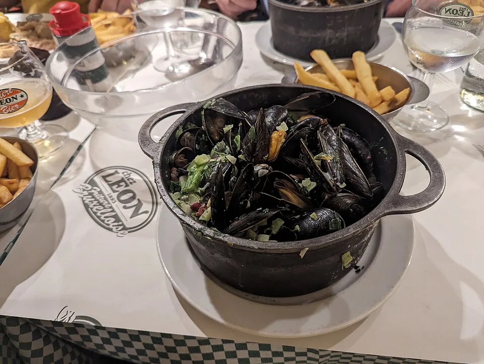Moules-frites im Brüsseler Restaurant Chez Léon